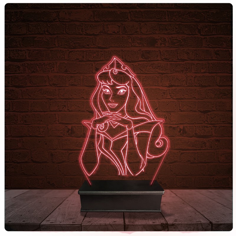 Abajur Luminária Acrílico Led - Disney Princesa Cinderela 26