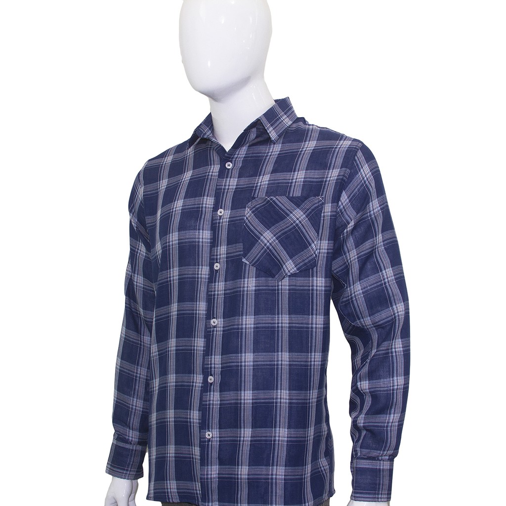 Camisa Social Manga Longa Para Serviço Trabalho Xadrez Fit
