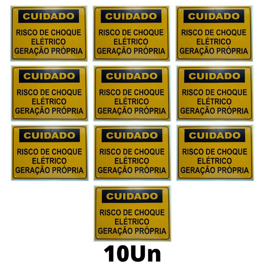 Placa Cuidado - Geração Própria - Energisa Cemig Enel Goias Celesc Eletrobras 25x18 CA 1mm 10un