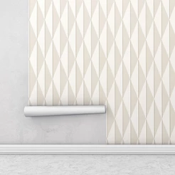 Papel de parede geométrico em tons cinza e bege Para Sala e Quarto