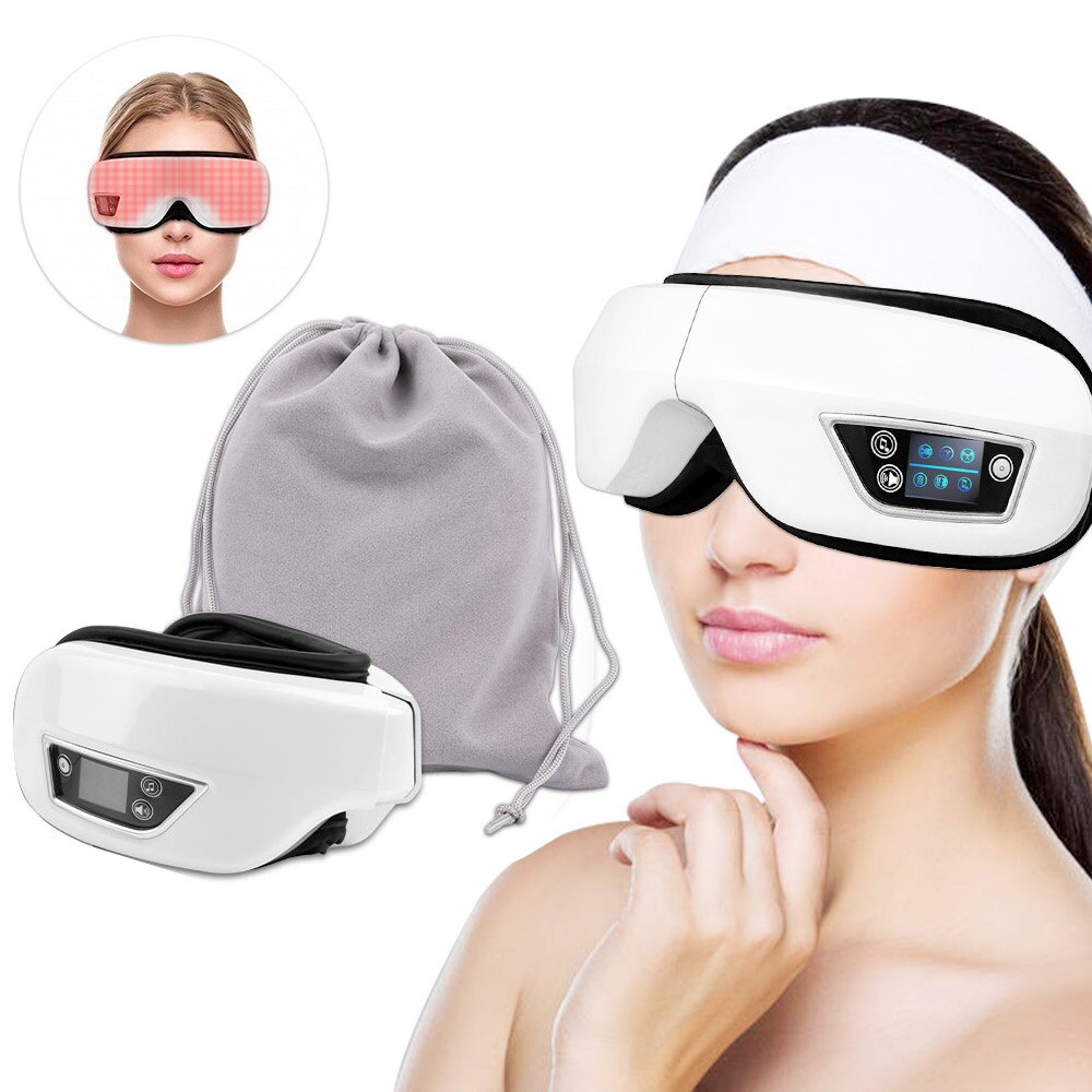 Suolaar Massageador De Olho De Pressão Terapia Bluetooth Olhos Elétricos Máscara Massagem Aquecimento Pressão Ar Beleza Olhos Ferramenta De Cuidados