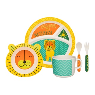 Conjunto Refeição Infantil 5 Peças Leãozinho