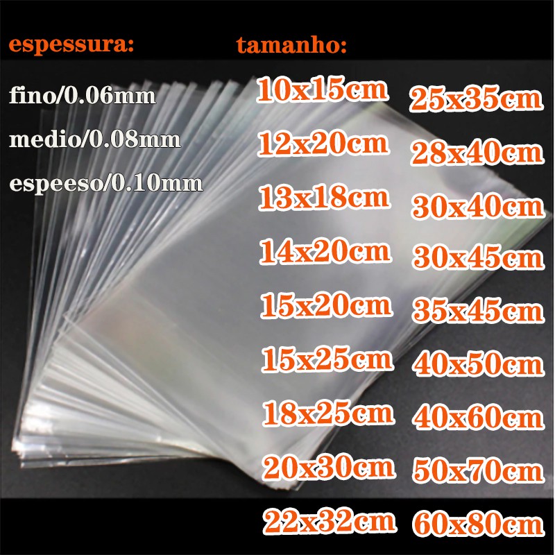 kit 2 kg Saco de embalagem transparente  Plastico cristal Pp100% Espessura 0.06mm/0.08mm/0.10 mm em Oferta na Shopee