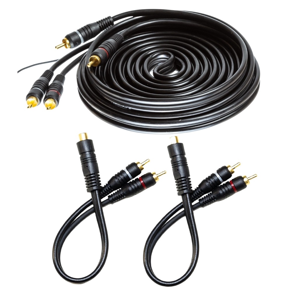 Cabo Rca 5 Metros Reforçado Plugs Banhados a Ouro Com 2 Cabos Y 2M 1F Para Modulo Amplificador Mono Blindagem