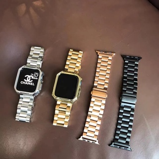 Estojo Protetor TPU + Alça Metálica Para Apple Watch Band 45mm 44mm 42mm 41mm 40/38 Pulseira De Aço Inoxidável Série 3 4 5 6 se 7