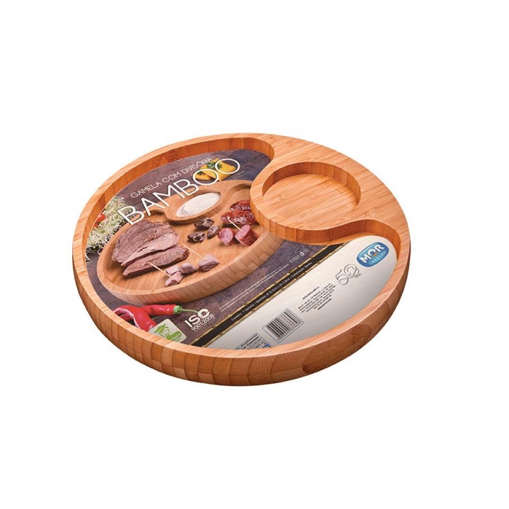 Gamela Em Bamboo Para Aperitivos Com 2 Divisória - Mor