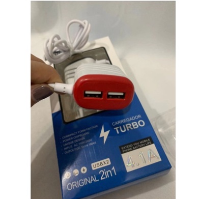 carregador turbo power 5.1a v8 ml-6636-6637-6638