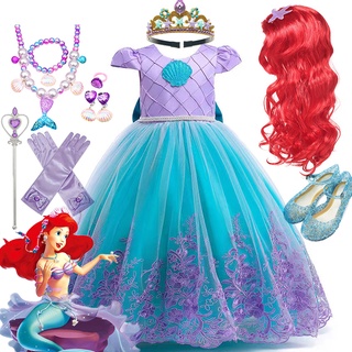 Fantasia Vestido Infantil Princesa Sereia Ariel Luxo