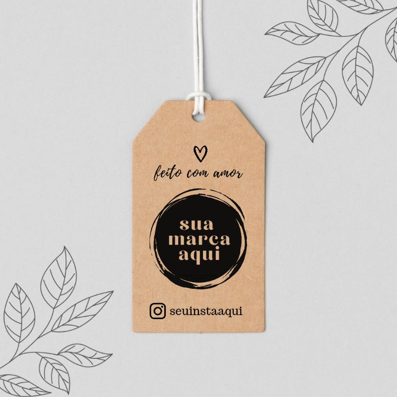 150 Tag etiqueta kraft personalizada em Oferta na Shopee