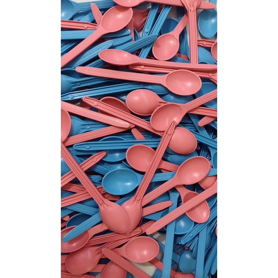 Kit Colher Descartável Reforçada Chá Revelação Rosa e Azul Colherzinha Plastico  - 100 unidades em Oferta na Shopee