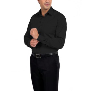 Camisa Social Manga Longa 100% Microfibra Masculina Preta