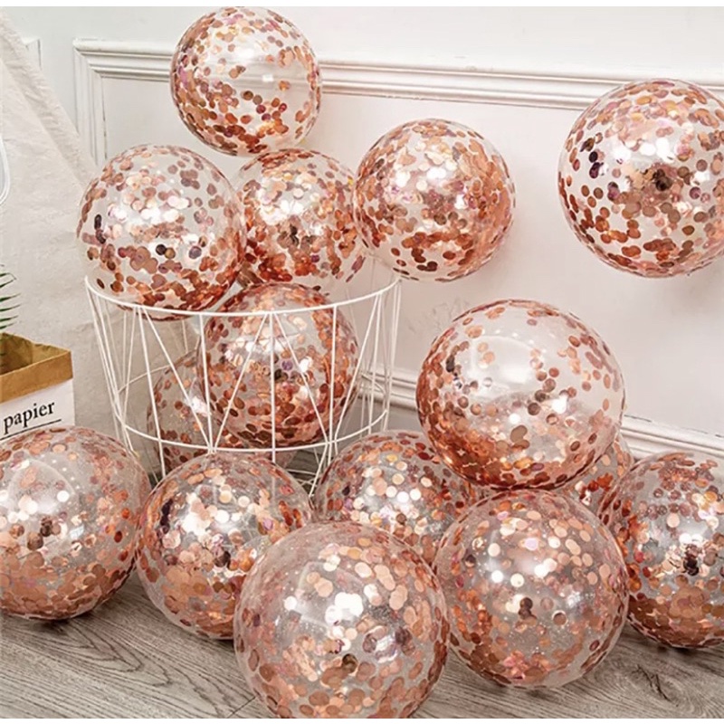 kit 5 balão bubble transparente 10 polegadas 22cm + 10 g de confete de balao em Oferta na Shopee