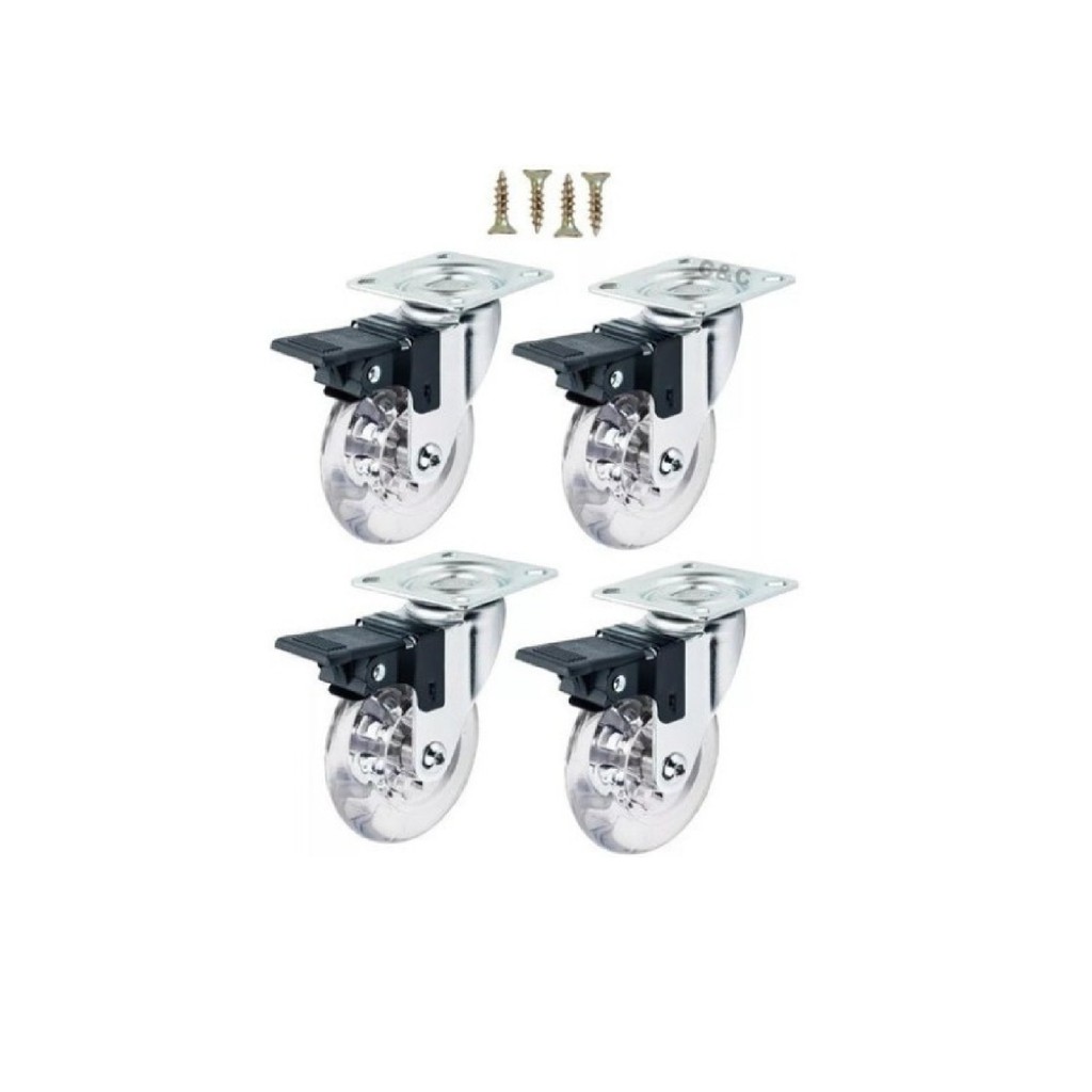 4 Rodinha Silicone Gel 35mm Móveis Com Freio (Kit 4 Peças )