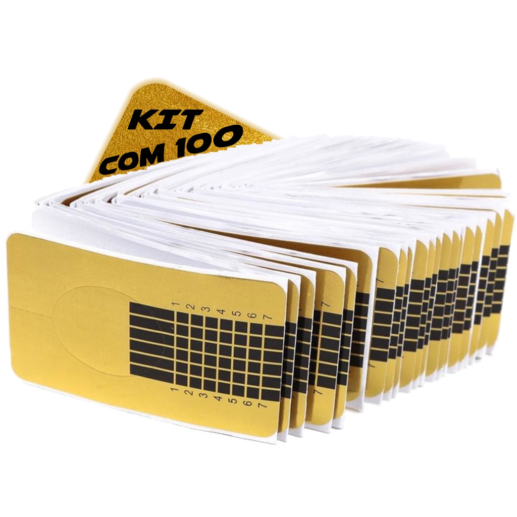 100 Moldes Adesivos De Papel Para Unha Gel Fibra Decoração Profissional Alongamento