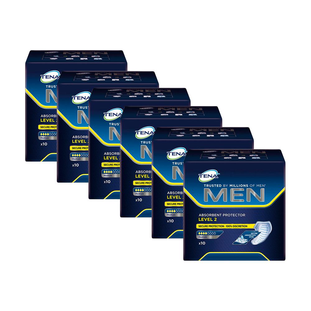 Kit 6 Absorventes Tena MEN Level 2 Medium 10un cada - Health