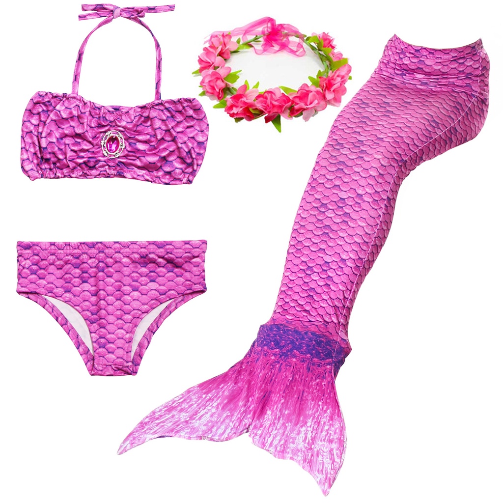 Rabos De Sereia Para Nadar 4Pcs Meninas Fatos De Banho Princesa Biquíni Conjunto De Crianças