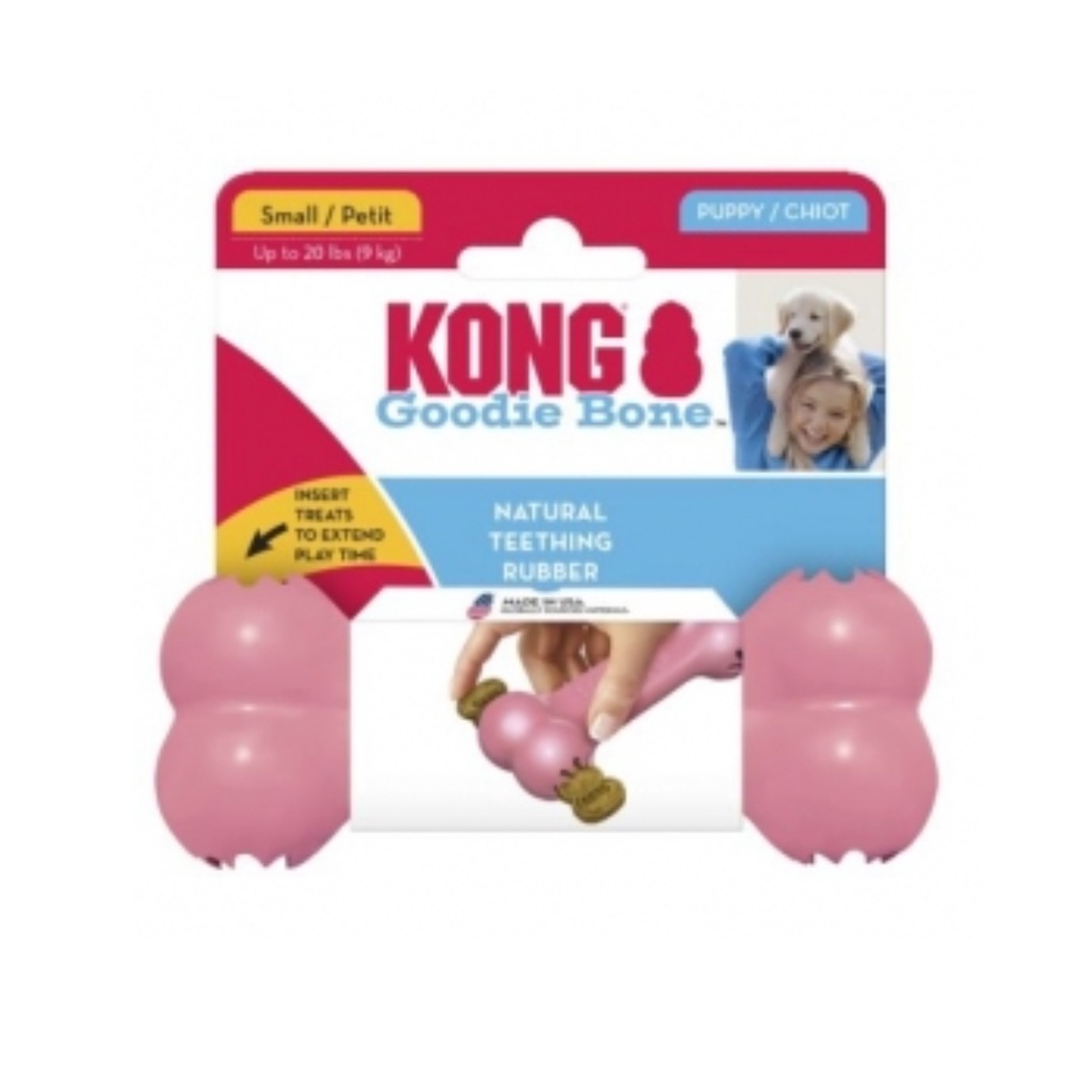 Brinquedo Recheavel Kong Goodie Bone Puppy Rosa Pequeno