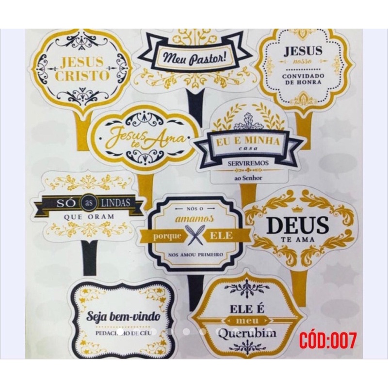KIT 10 PLAQUINHAS DIVERTIDAS SELFIE FESTA EVANGÉLICA/GOSPEL (COD 07) em Oferta na Shopee