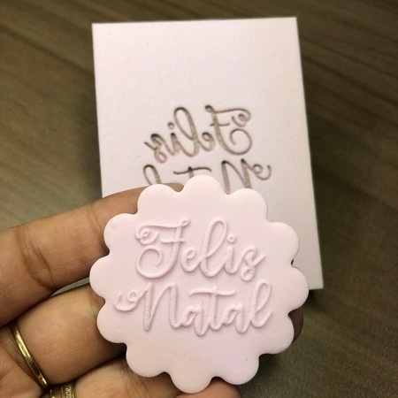 Textura Frase Feliz Natal Biscuit Pasta Americana FRZ78