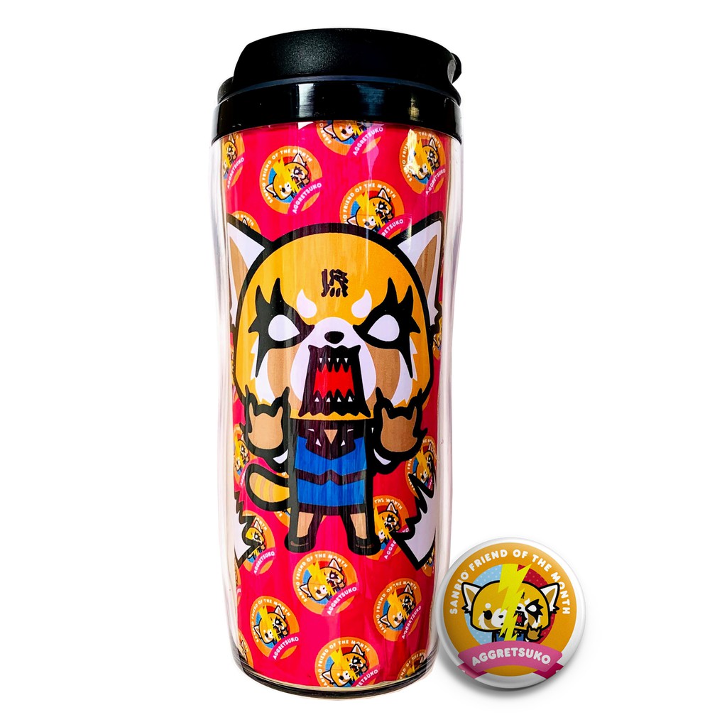 Copo Termico Aggretsuko Hello Kitty Personalizado + Botton