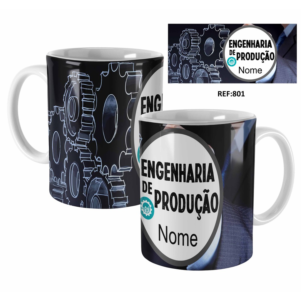 caneca personalizada para presente profissão engenharia de produção com nome