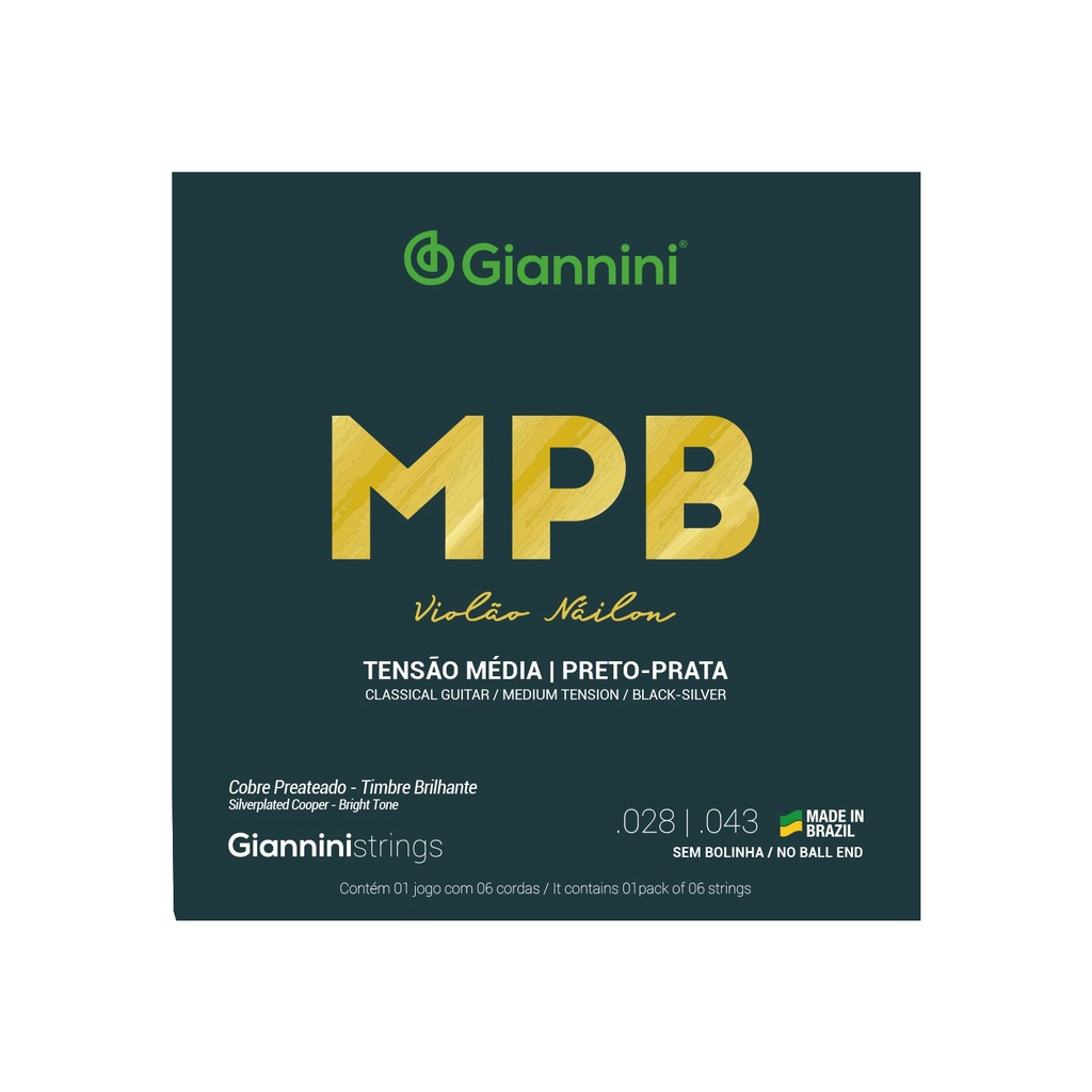 ENCORDOAMENTO VIOLAO NAILON GIANNINI MPB PRETO-PRATA GENWBS em Oferta na Shopee