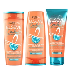 Kit Elseve Cachos Longos Dos Sonhos Shampoo + Condicionador + Creme Noturno - 3 itens