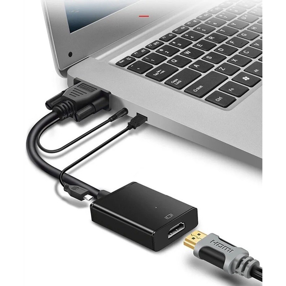 Cabo Mini Convesor Vga Para Hdmi Com Áudio E Vídeo Full Hd