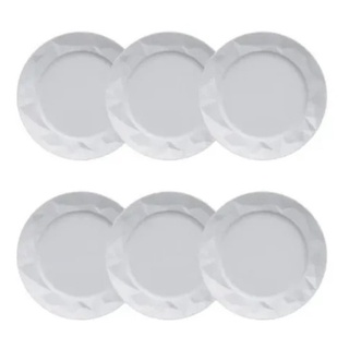 6 Pratos Sobremesa Germer Edros Porcelana Branca