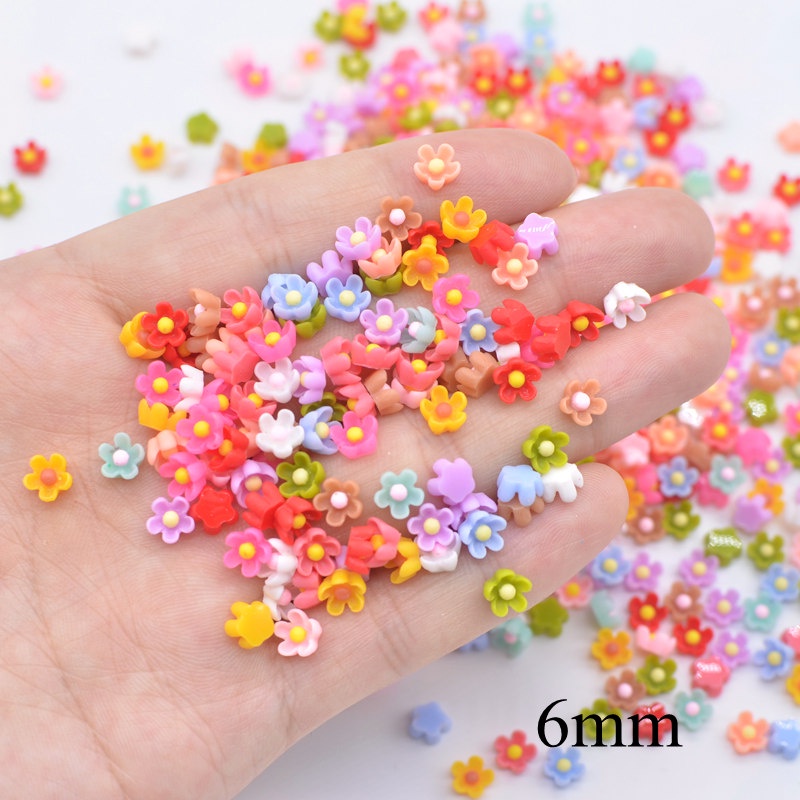 100Pcs Mini 6mm Manicure Flor Lótus Daisy Resina Ornamento Artesanato Brinco Decorações Fornecimento DIY Nail Art em Oferta na Shopee