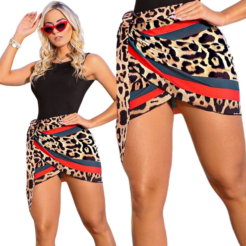 Saida De Praia Canga Pareô  Curta  Roupa Moda Praia Verão Saia Envelope De Amarrar Estampada e  Lisa em Oferta na Shopee