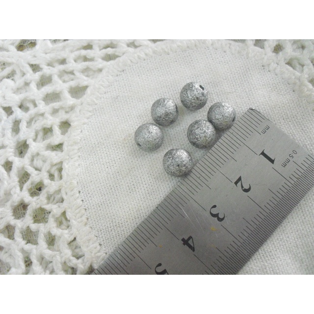 miçangas bola 8 craquelada prata 6 pçs