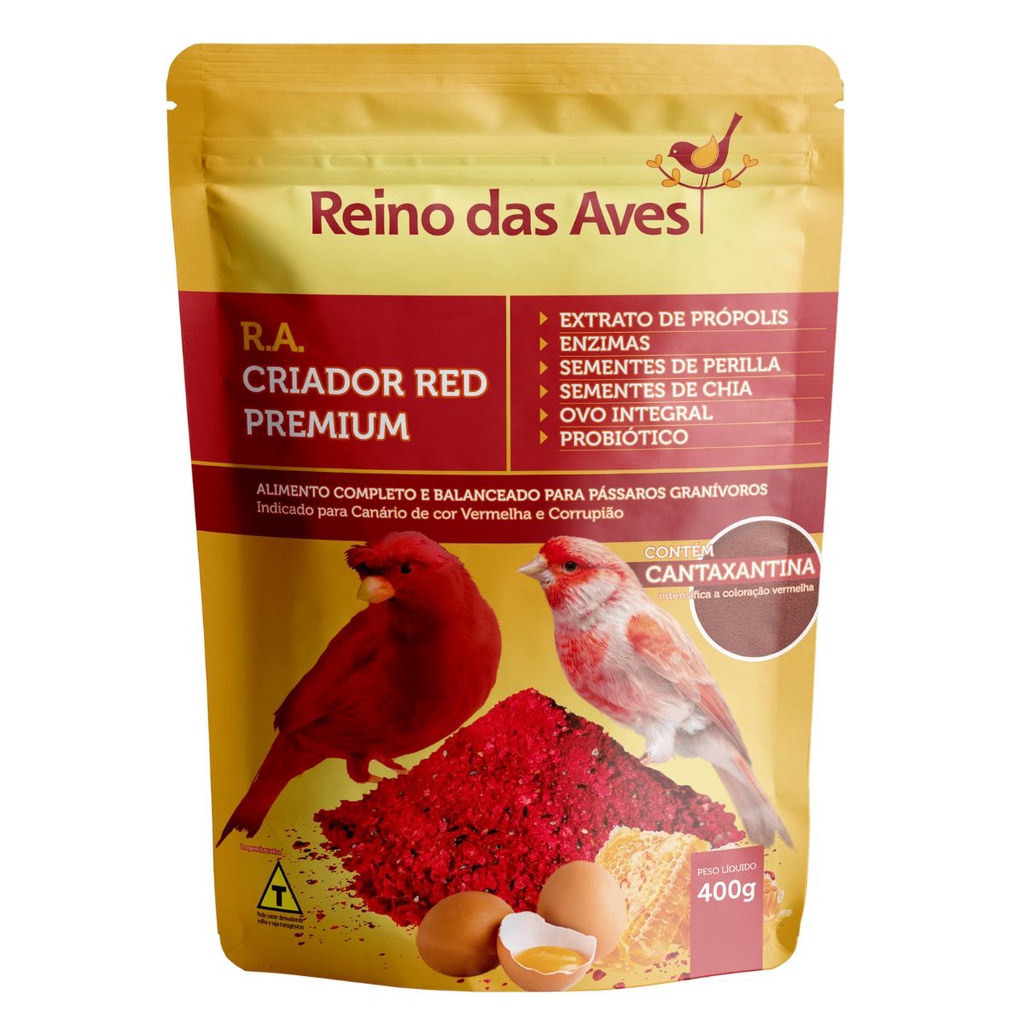 Farinhada RA Criador Red Premium 400g Reino das Aves em Oferta na Shopee