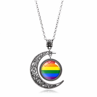 Orgulho Gay LGBT Pingente De Lua De Prata Do