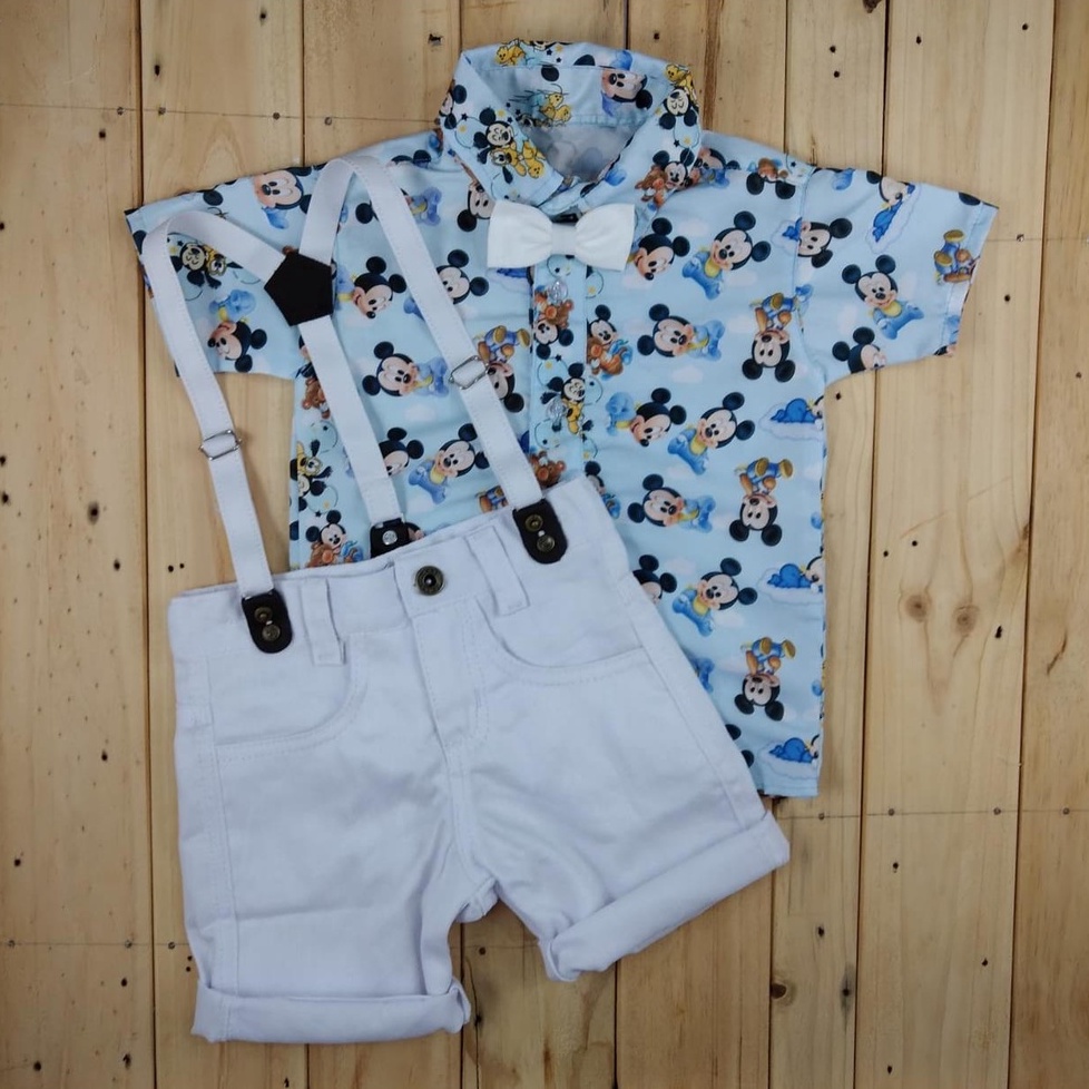 Roupa tematica de suspensorio mickey baby. Roupa de festa completa mickey baby