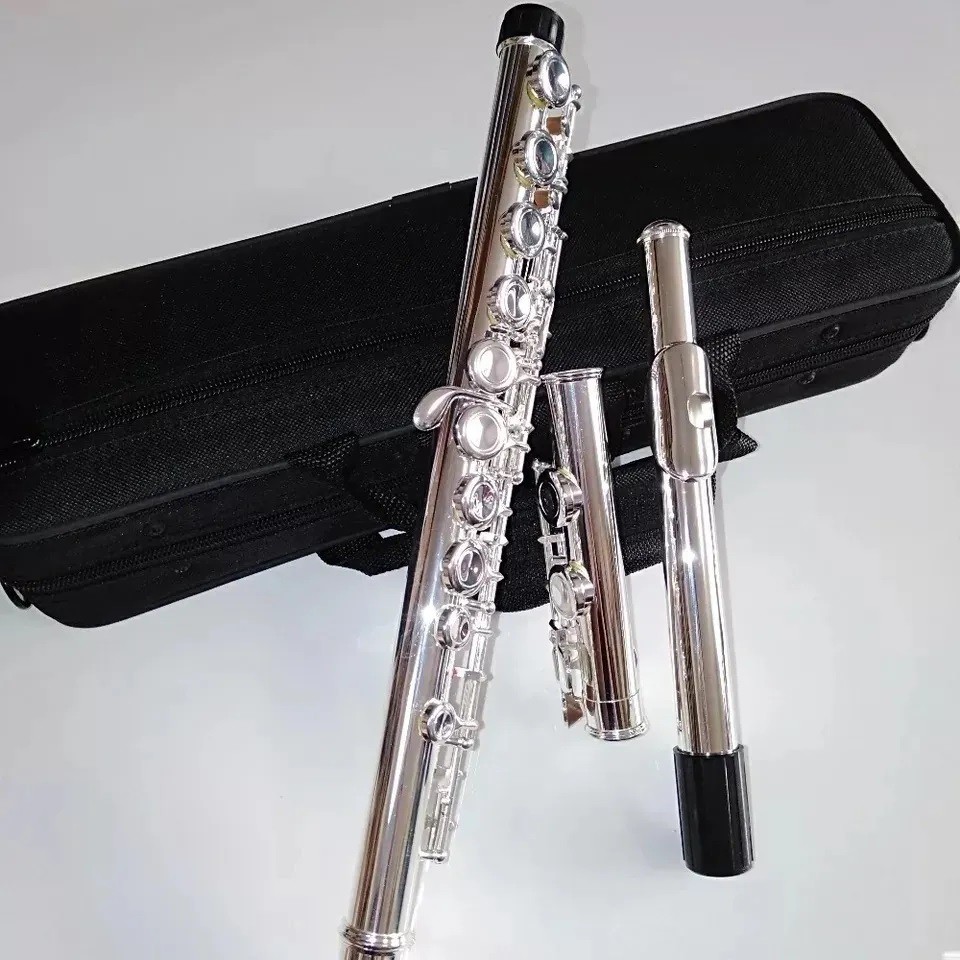 Flauta Transversal Prateada C/ Estojo De Luxo