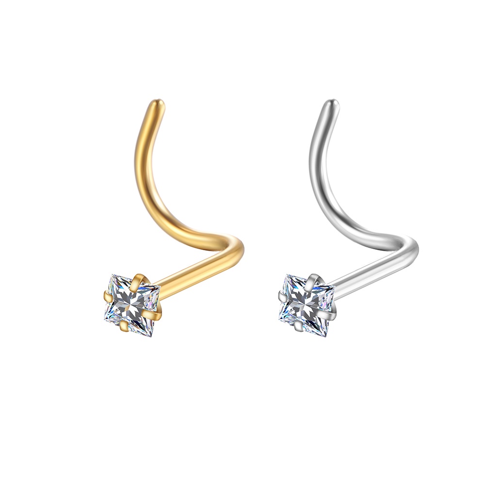 Piercing Nostril Aço Cirúrgico Quadrado | Nostril em Oferta na Shopee