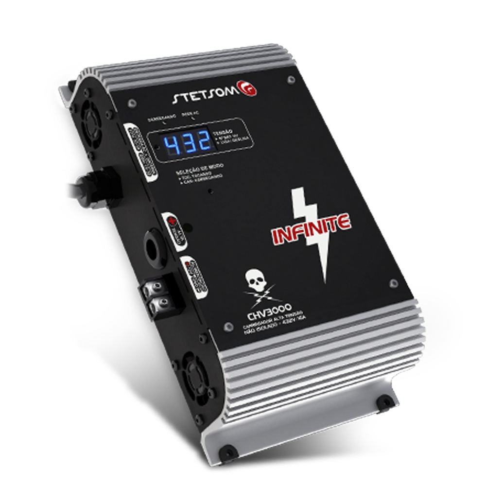 Fonte Automotiva Stetsom CHV-3000 Digital Bivolt Automático High Voltage Cooler Alta Voltagem Carregador