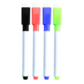 4 Canetas Para Quadro Branco 4 Cores Com Apagador Na Tampa