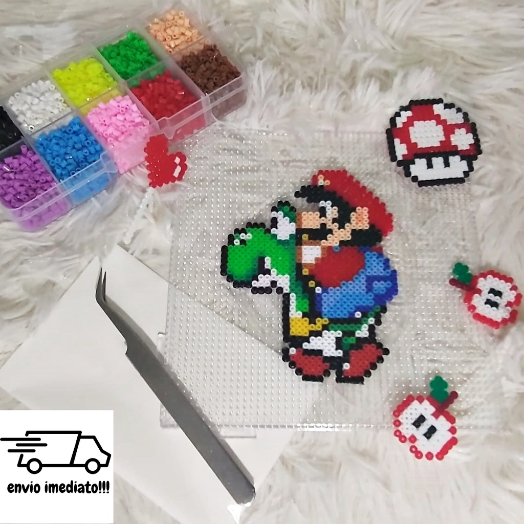 Kit Perler Beads 2,6mm, 4500Peças, Pegboard, Pinça E Papel Para Passar. Escorrega o Preço