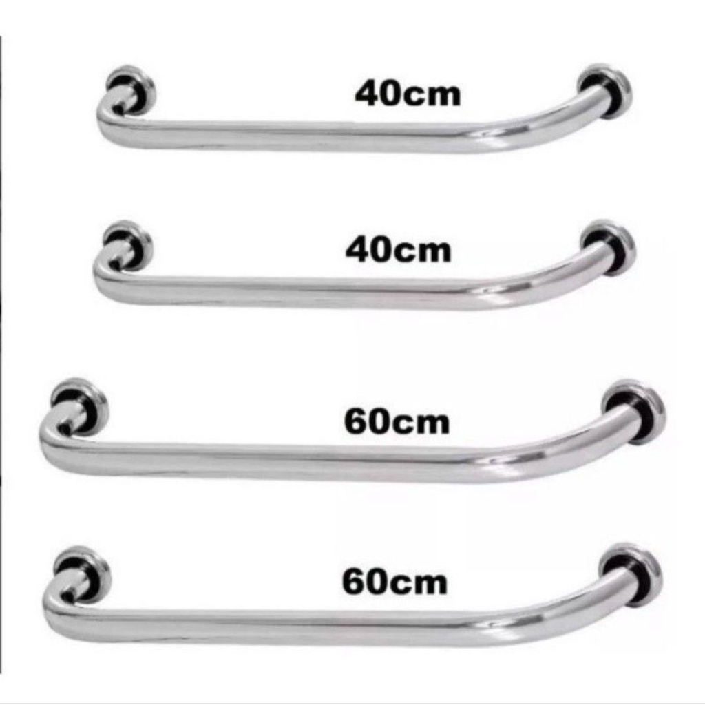 Kit 4 Barras Alças Suporte Apoio Deficiente Idoso 40/40 E 60/60cm Cor Cromado