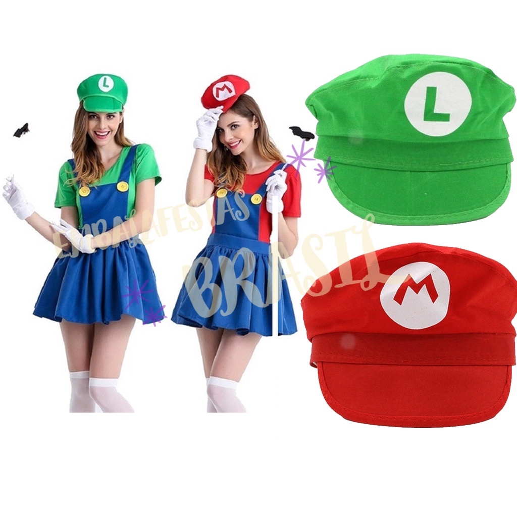 Costume Mario E Luigi Completo - Cappelli, Baffi, Guanti E Bottoni Per Cosplay - Foto 3