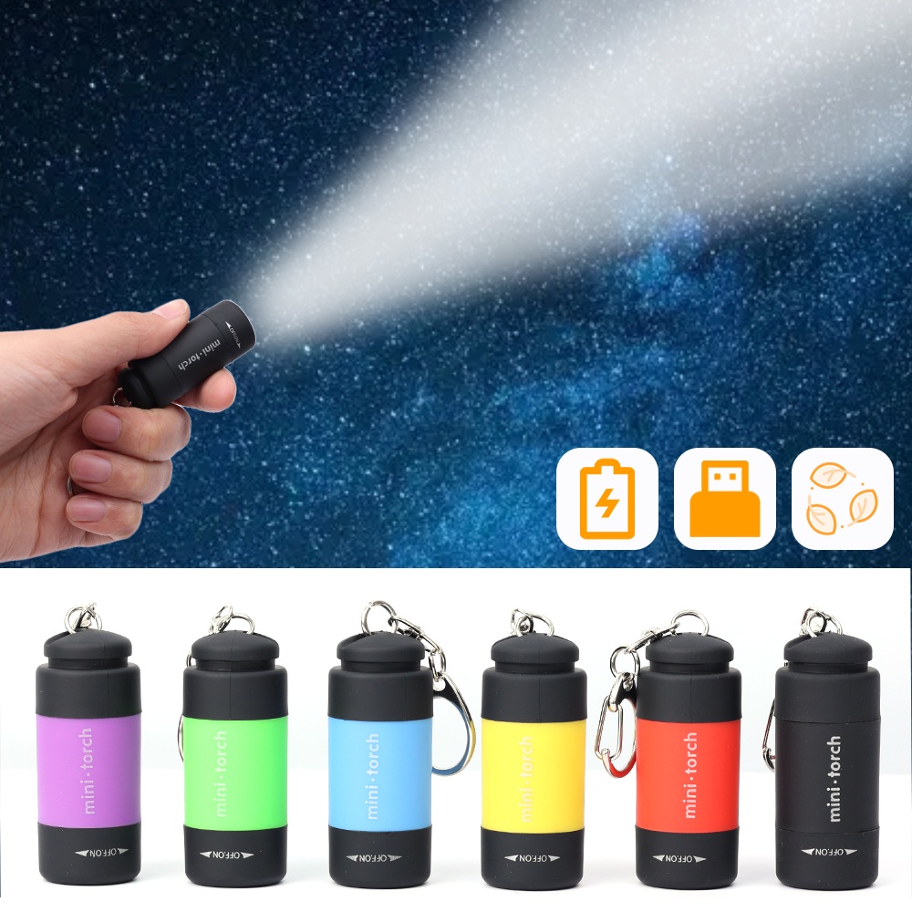 Chaveiro Lâmpada Luz LED USB Recarregável Bolsa Portátil À Prova D'água Camping Caminhada Lanterna Mini Bolso em Oferta na Shopee