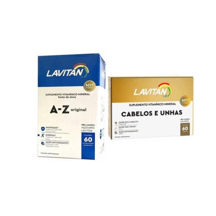 Suplemento Alimentar Lavitan A-Z Orinal C/60Comp.+Lavitan Cabelos E Unhas C/60Comp.