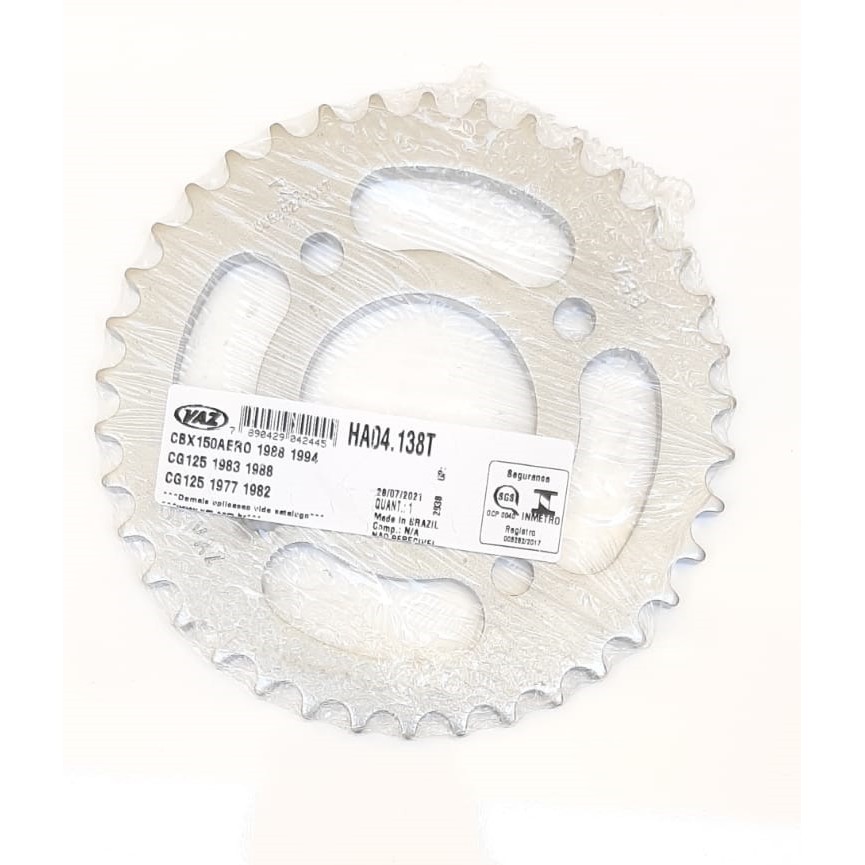 Coroa VAZ 38 dentes Titan 150 Fan 150 Titan 160 Fan 160 Aço 1045 - Passo 428