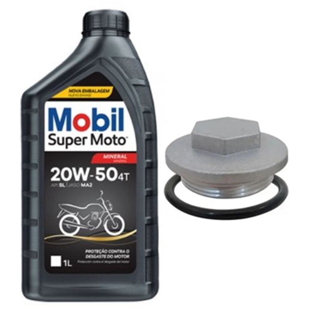 Óleo Mobil + Bujão do Filtro CG Ml Turuna xls 125 xlr125 cbx 200 strada cbx 150 aero Titan Fan 125 até ano 2008