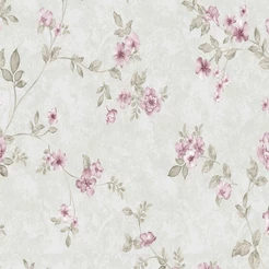 Papel de parede com tons de verde e detalhes em rosa Para Quartos e Sala