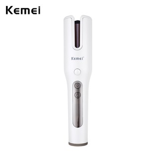 Kemei Modelador Automático De Cabelos Sem Fio De Ferro Para Enrolar Ondas De Cabelo Ferramenta De Modelagem Auto Rotativa Temperatura Ajustável