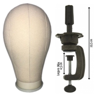 Cabeca de Pano Para Protese e Perucas + Suporte de Mesa