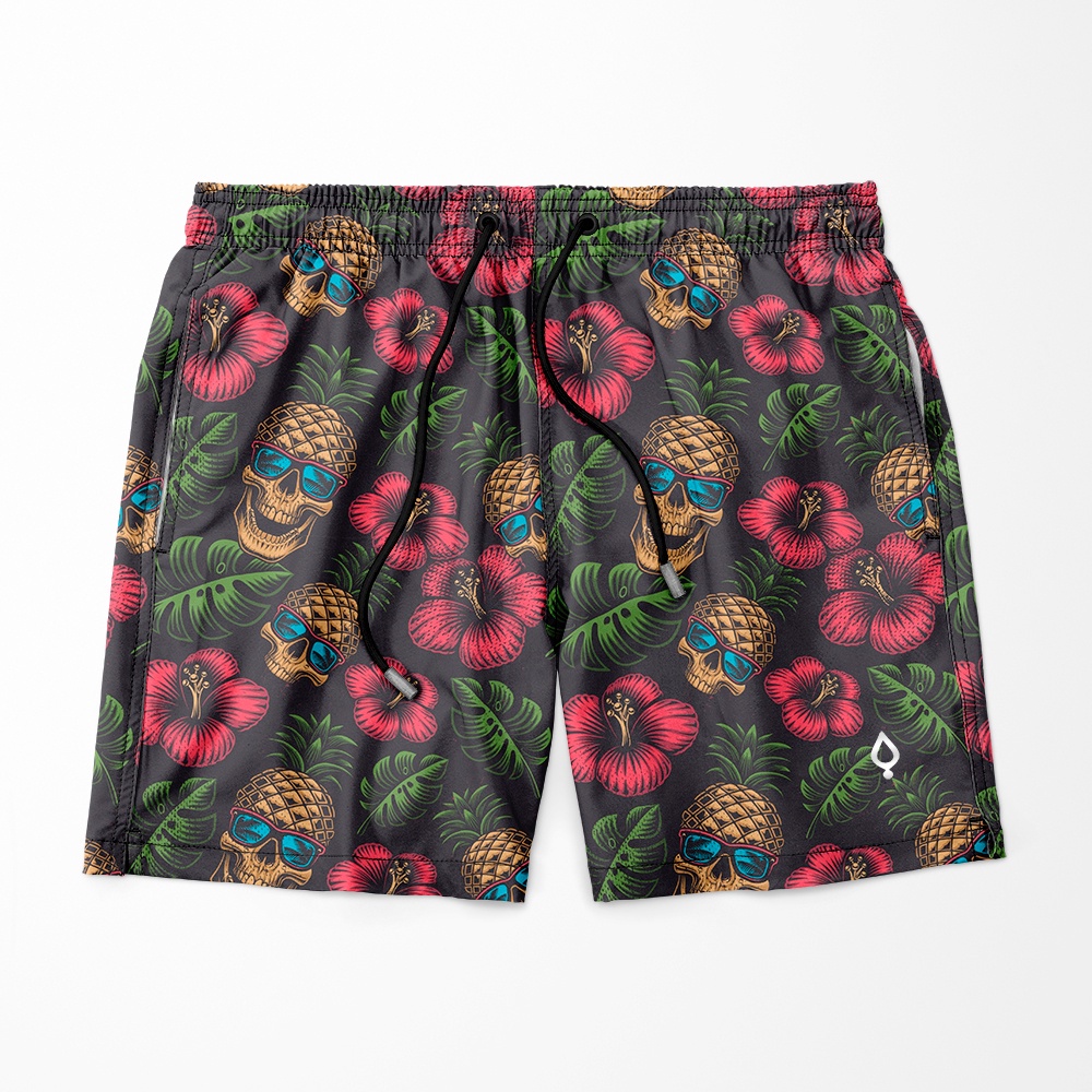 Shorts Bermuda Estampado Caveira Abacaxi Mauricinho Tactel elastano Básico Academia Treino Praia em Oferta na Shopee